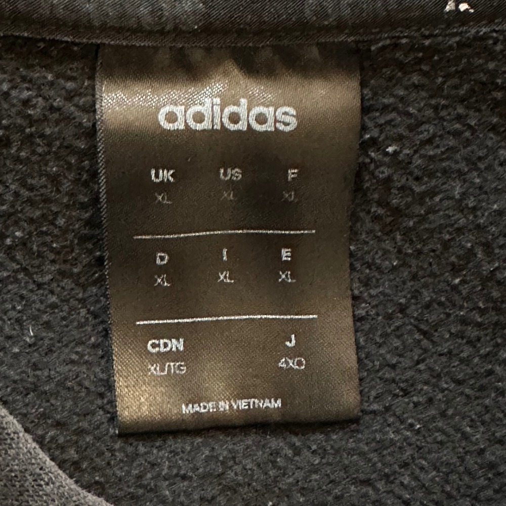 Adidas Essentials Mens XL Black 3-Stripe Fleece Pullover Hoodie Sweatshirt - Picture 8 of 10